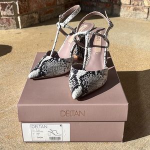 Deltan Tessa Natural Snake Heels Size 7